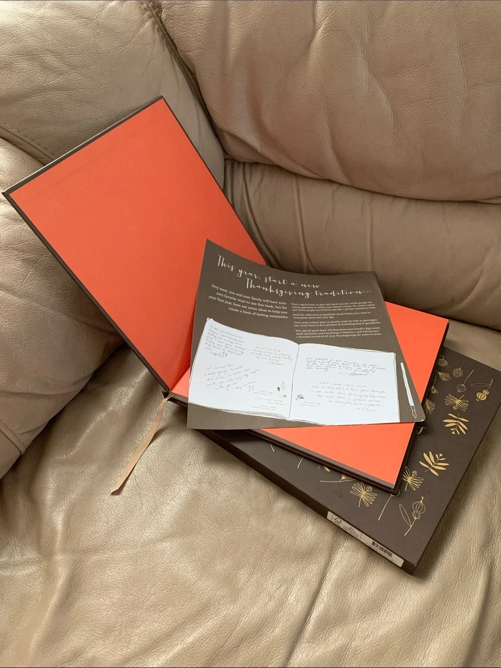 Giving Thanks Holiday Guest Journal — Brown with Gold Foil Accents